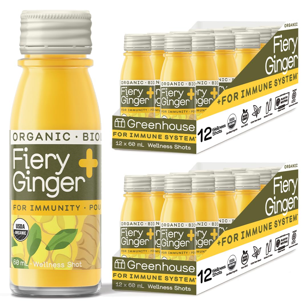 Greenhouse Juice Organic Fiery Ginger Wellness Shots 12-Count 60ml