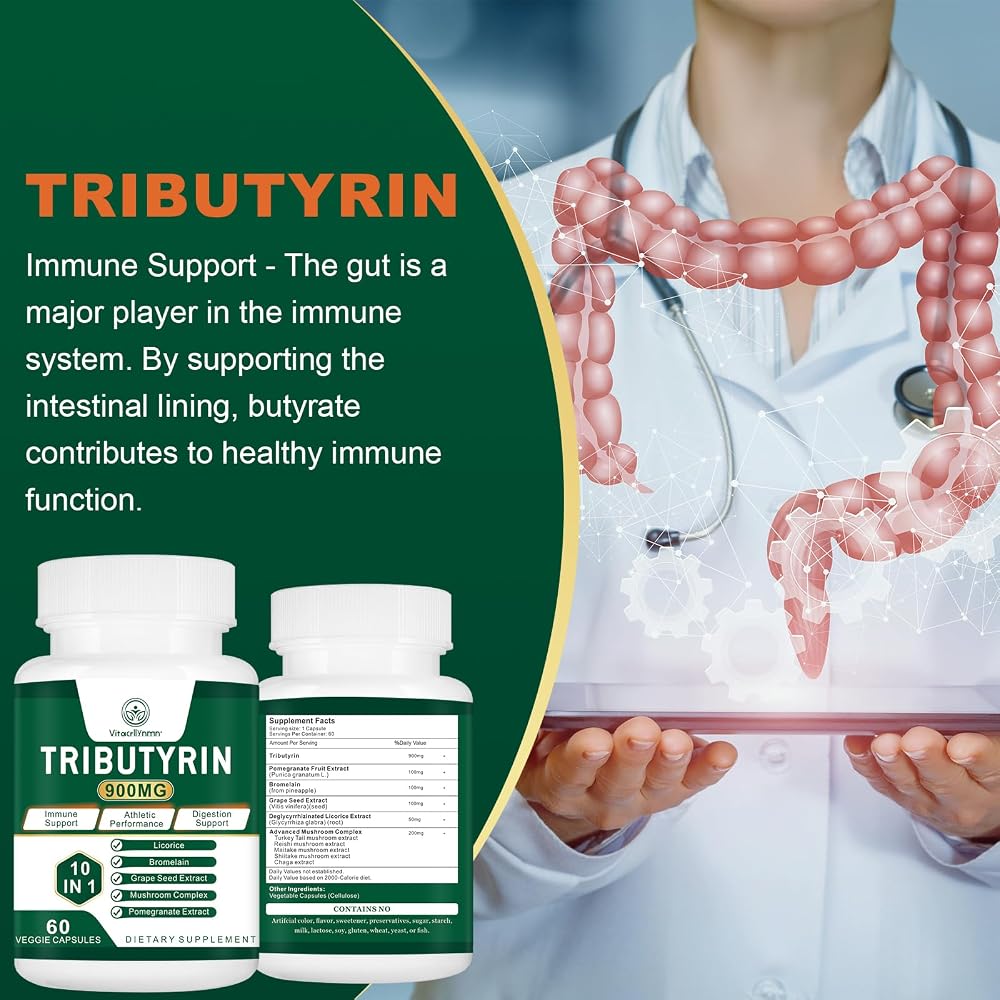 VITACRLLYNMN Tributyrin Supplement Gut Barrier Support - 60 Capsules - image 4