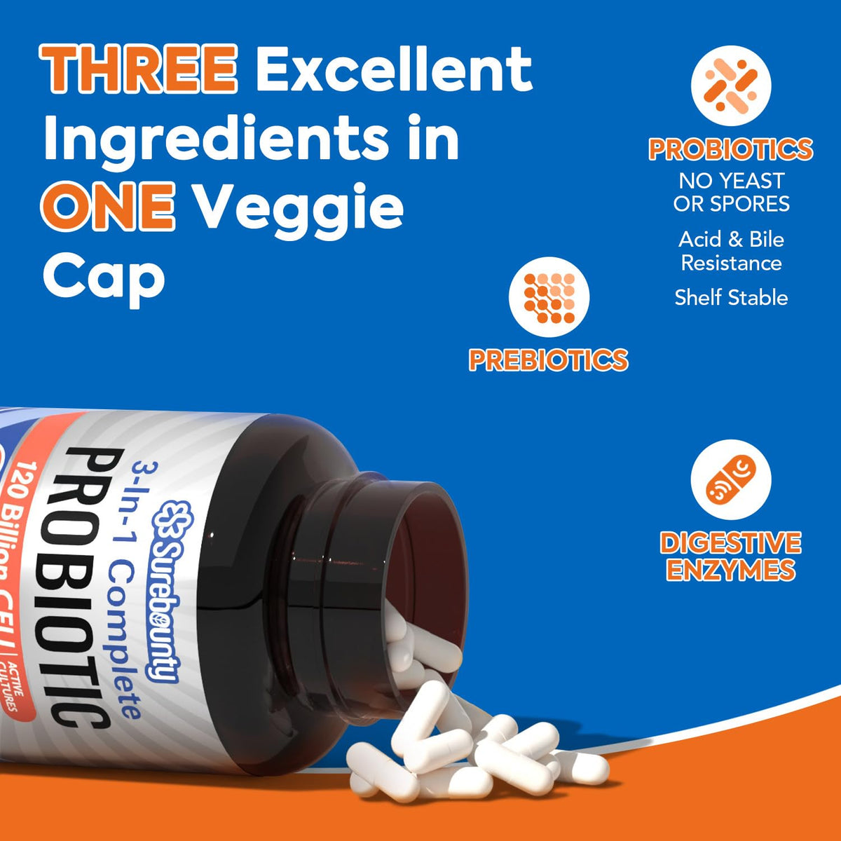 Surebounty Probiotics 120 Billion CFU 3-in-1 - 30 Capsules - image 3