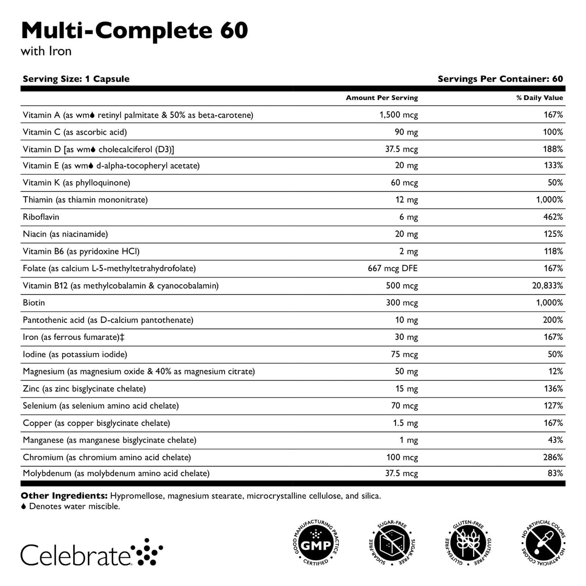 Celebrate Vitamins Multi-Complete Bariatric Multivitamin with Iron - 60 Capsules - image 3