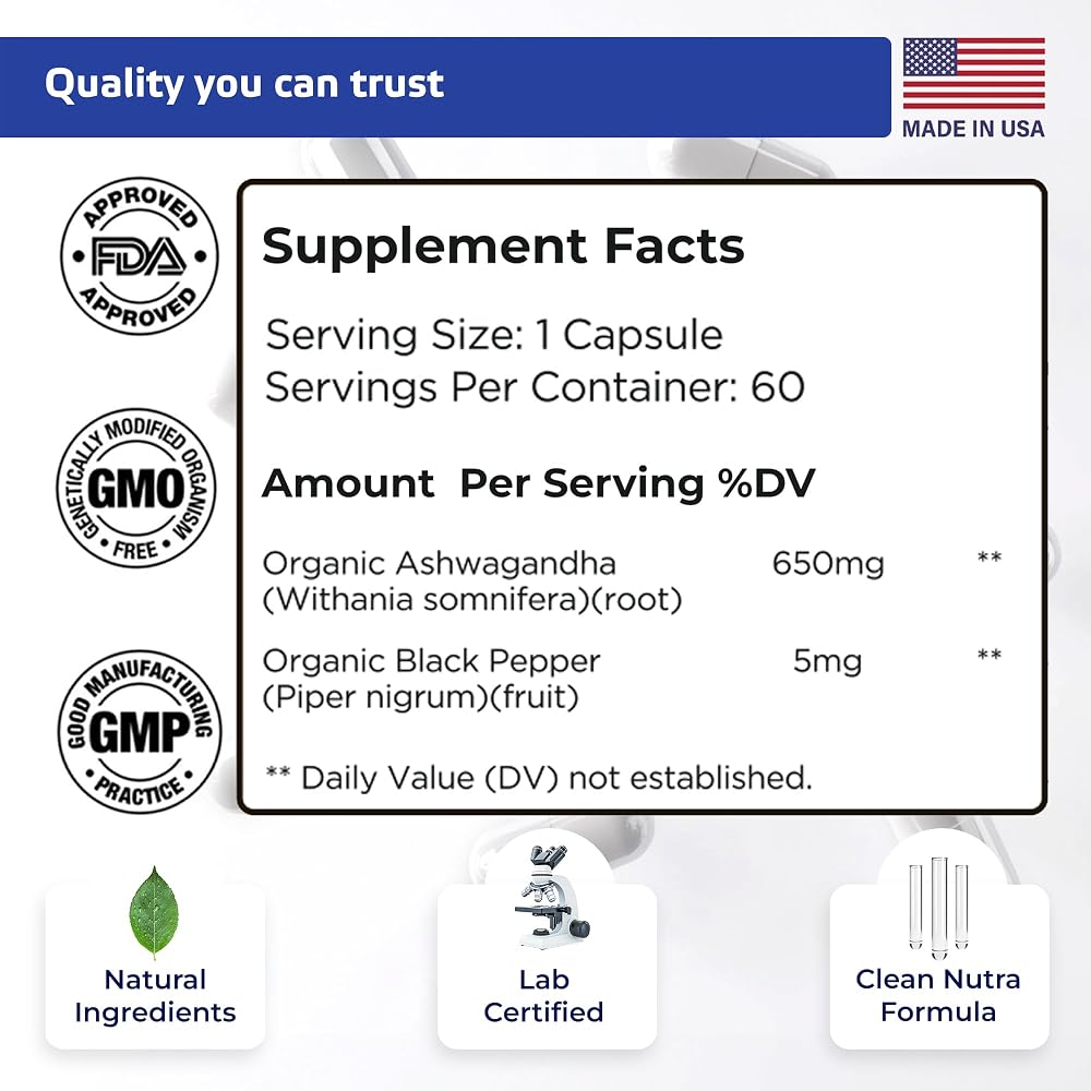 TIVA Nutraceutics Ashwagandha Capsules 650mg for Stress - 60 Capsules - image 2
