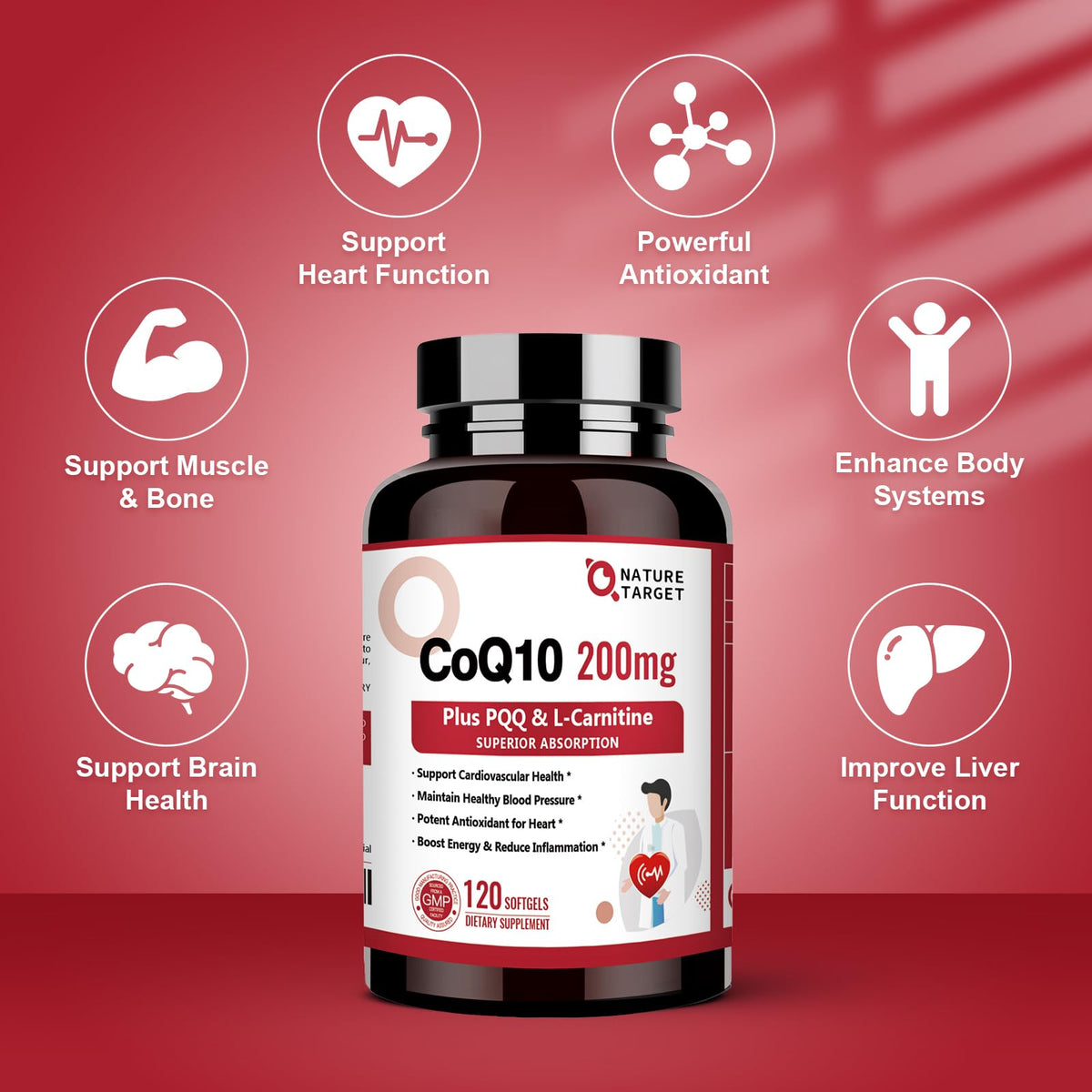 NATURE TARGET CoQ10 200mg with PQQ & L-Carnitine - 120 Softgels - image 5