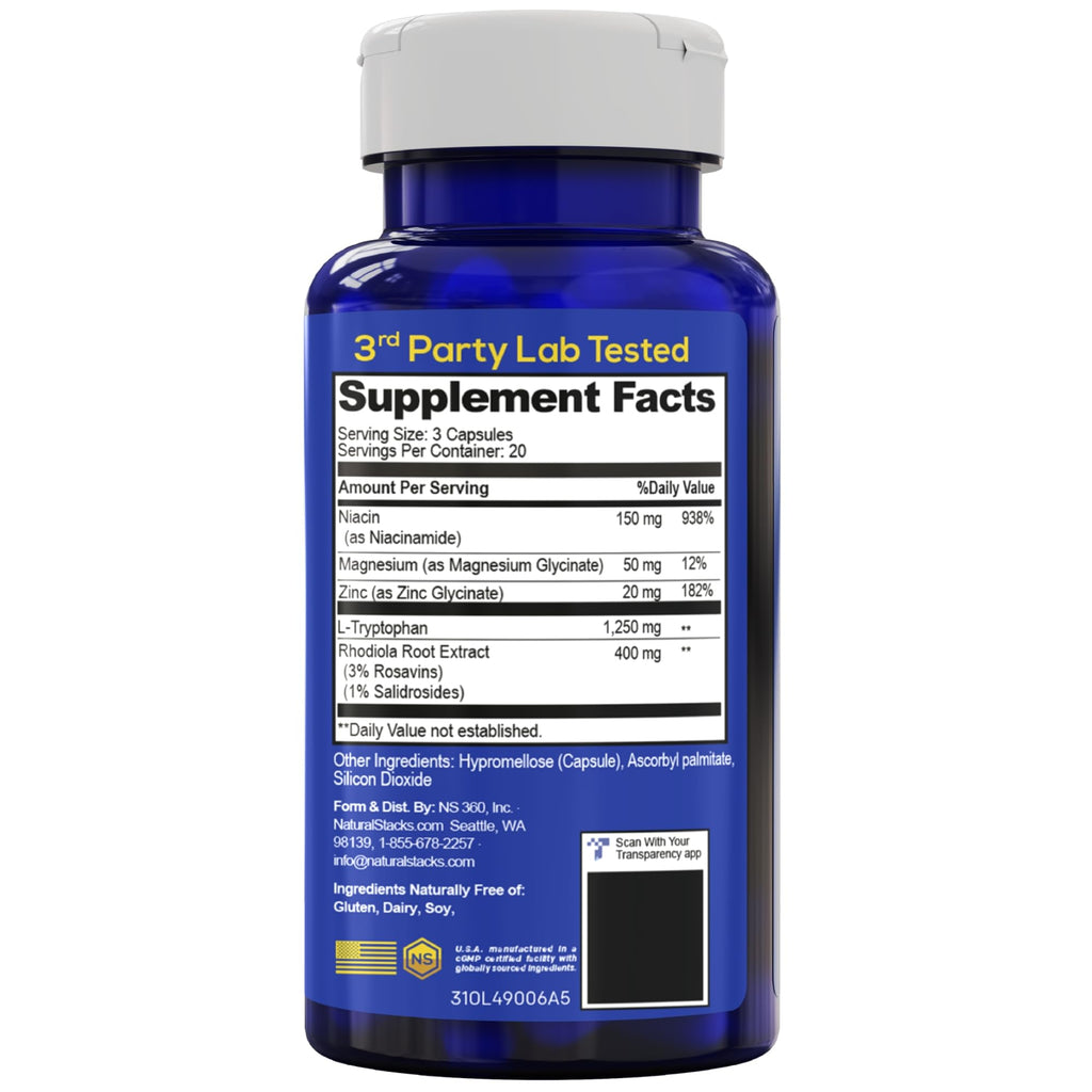Natural Stacks Serotonin Brain Food Mood Support - 60 Capsules - image 8