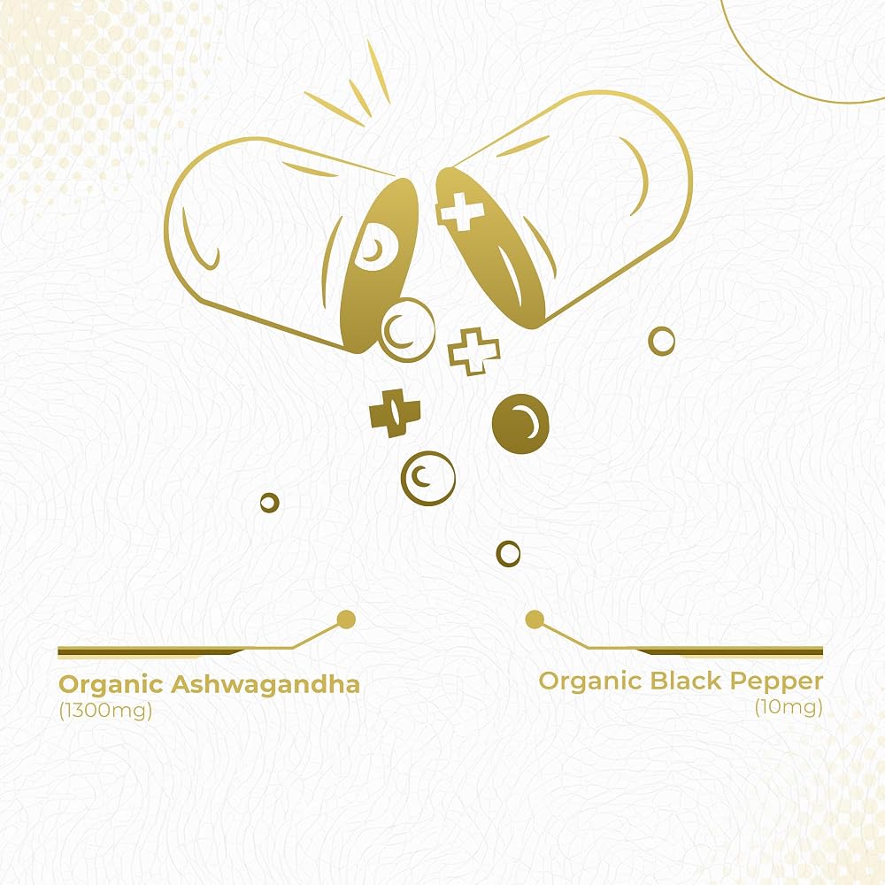 Foods For Gut Ashwagandha 1300 mg Stress Relief - 120 Capsules - image 3
