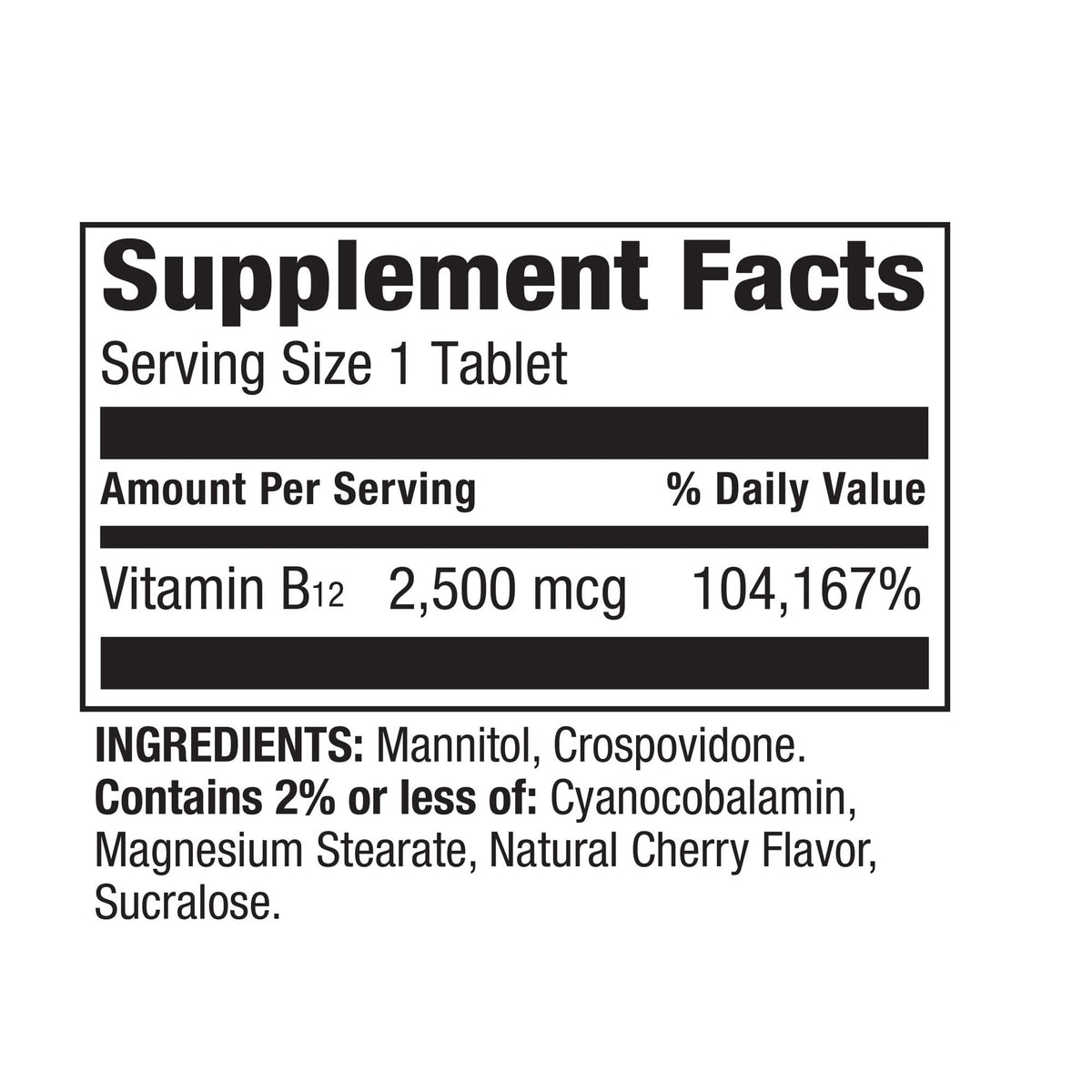 LUAL Spring Valley Vitamin B12 Quick-Dissolve Tablets 2500 mcg - 120 Tablets - image 3