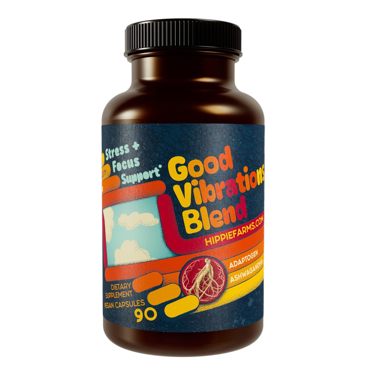 Hippie Farms Good Vibrations Blend Stress & Mood Support - 90 Capsules