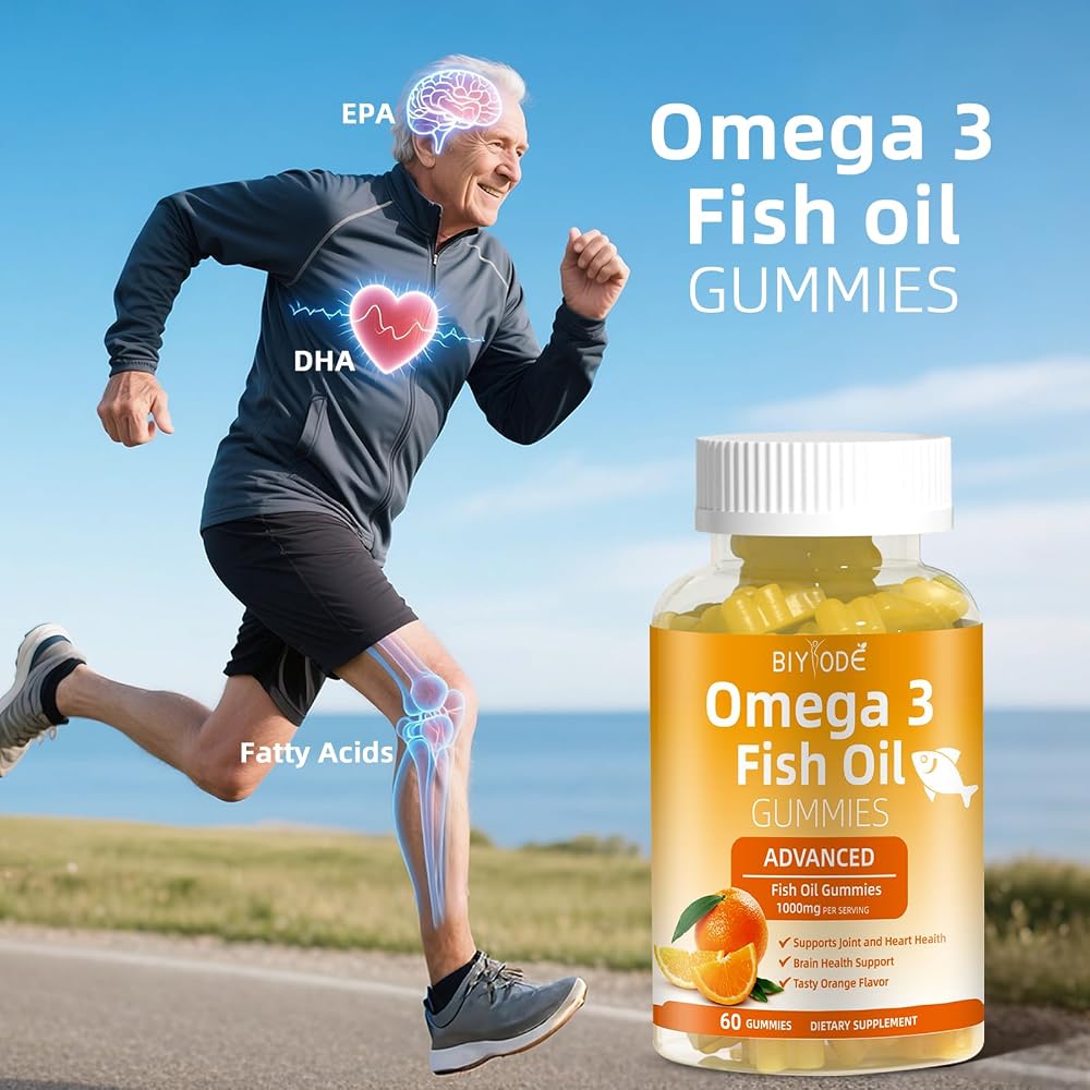 BIYODE Omega-3 Fish Oil 1000mg Gummies Heart & Brain Support - 60 Gummies - image 5