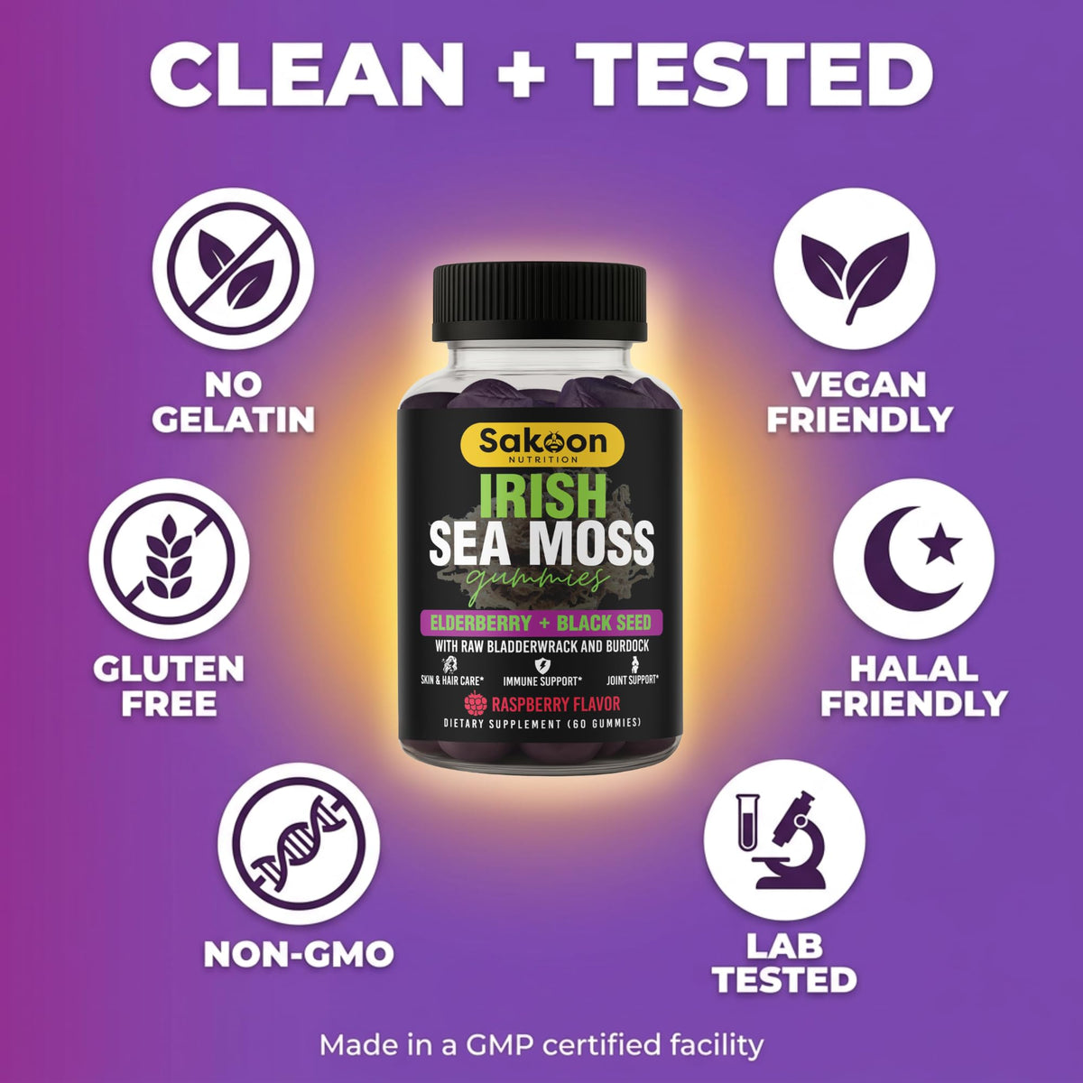 Sakoon Nutrition Irish Sea Moss Gummies with Elderberry - 60 Gummies - image 7