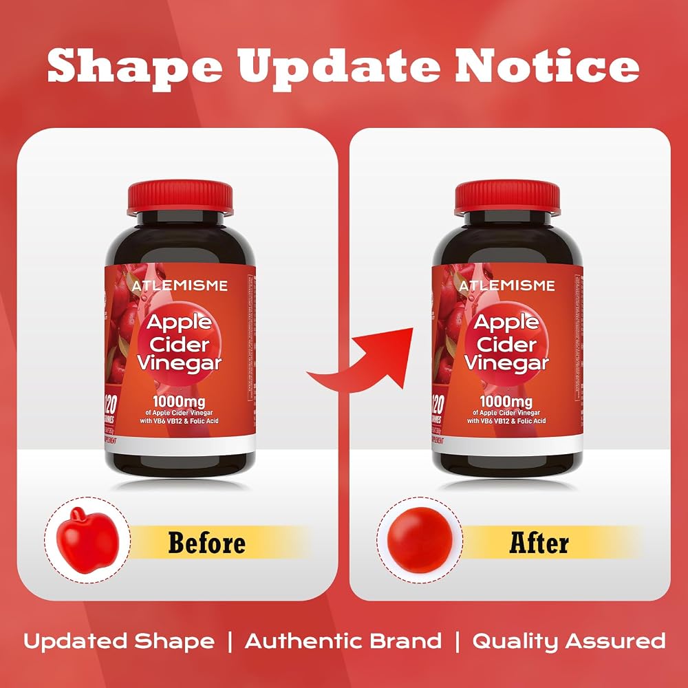 ATLEMISME Apple Cider Vinegar Gummies 1000mg with B Vitamins - 120 Count - image 2