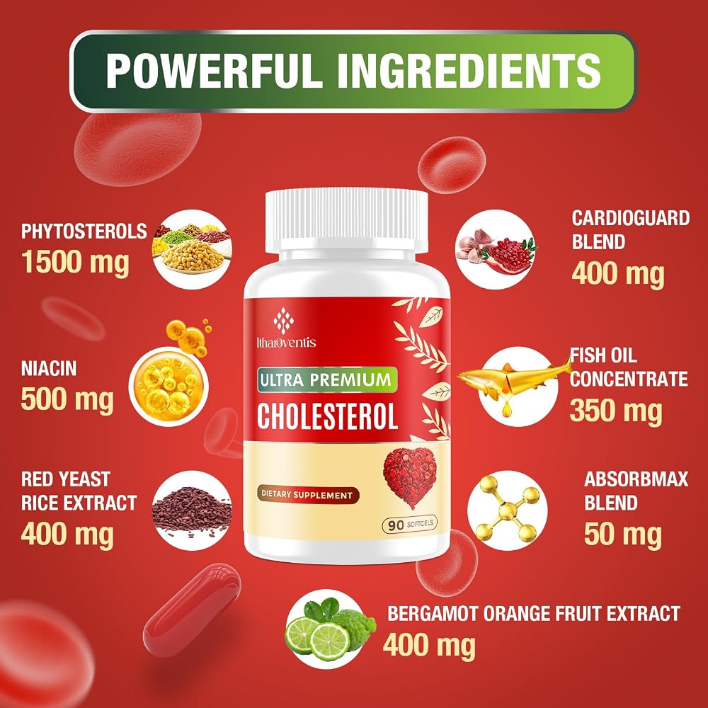 Itharoventis Cholesterol Lowering Supplements Red Yeast Rice - 90 Softgels - image 4