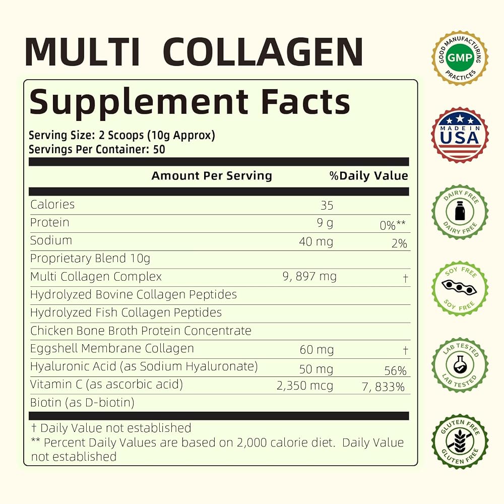 HappieVita Multi Collagen Peptides Powder 5 Types - 1.1 lbs - image 7
