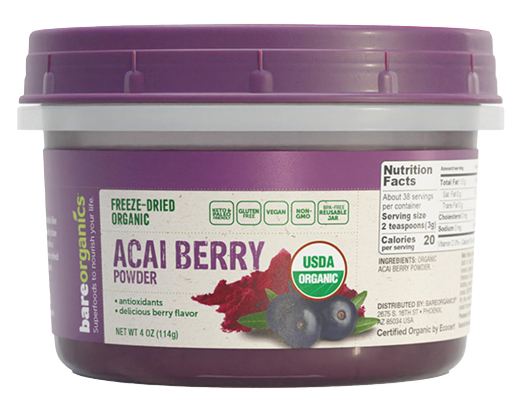 BareOrganics Acai Powder Organic Freeze-Dried - 4 Oz