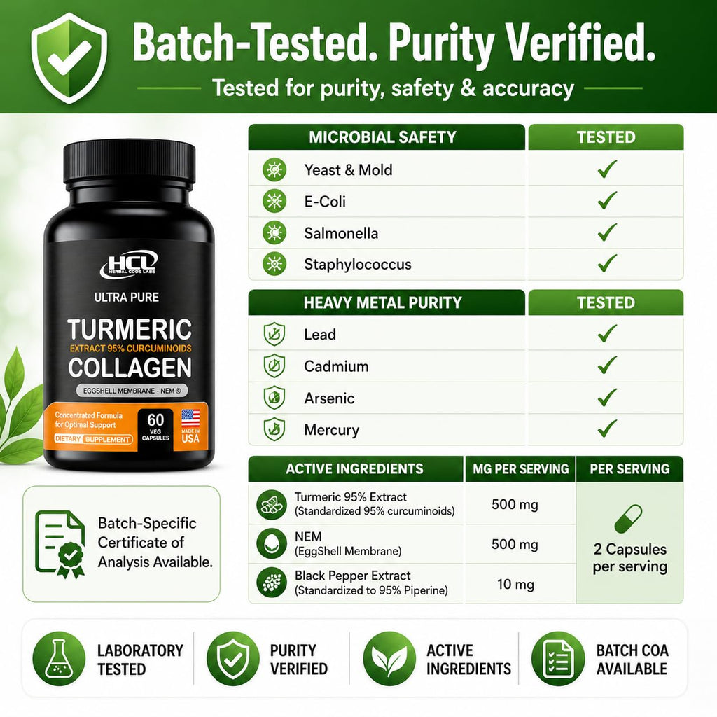 HCL Herbal Code Labs Turmeric Curcumin 95% Extract Collagen - 60 Capsules - image 10