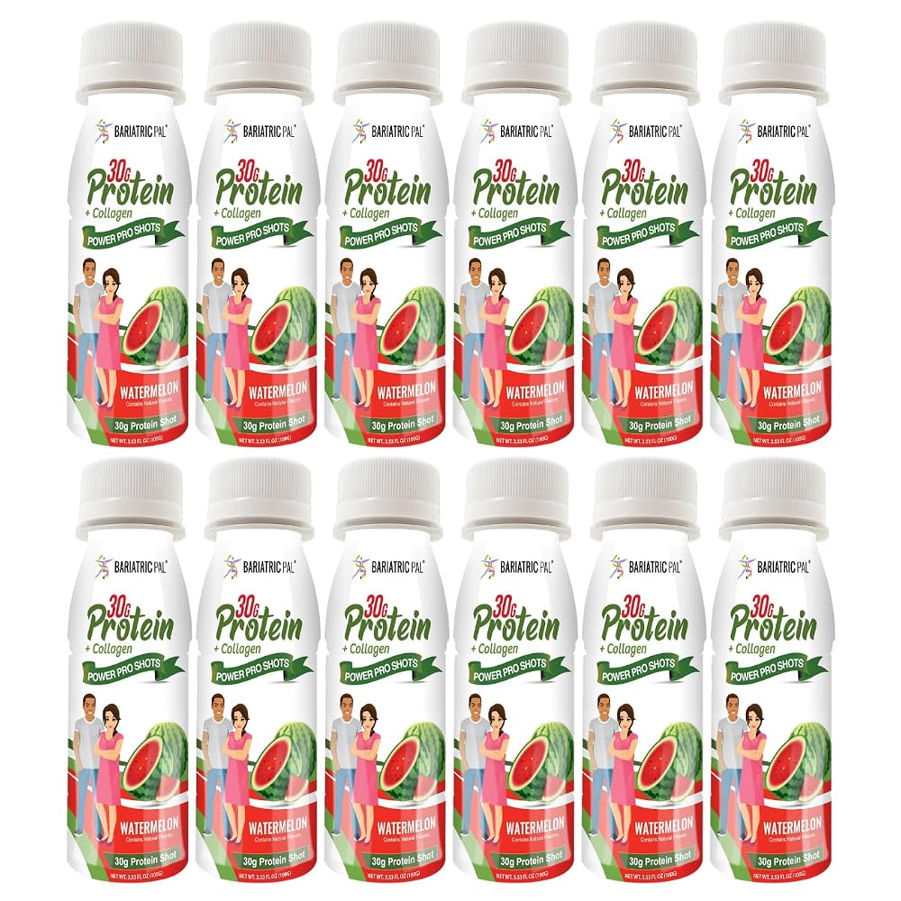 BariatricPal 30g Whey Protein & Collagen Power Pro Shots Watermelon - 12 Bottles