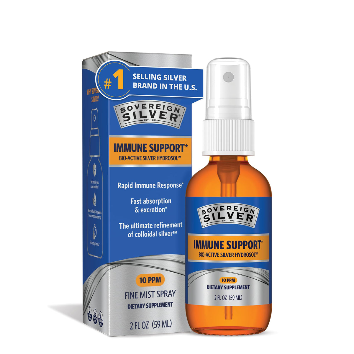 Sovereign Silver Immune Support Colloidal Silver Fine Mist Spray - 2 fl oz