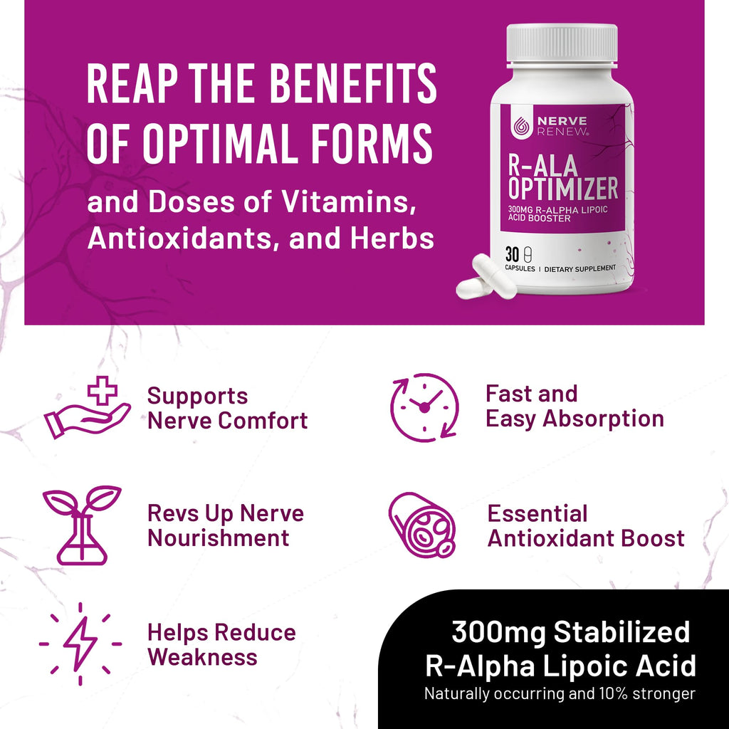 NERVE RENEW Optimizer Nerve Support R-Alpha Lipoic Acid - 30 Capsules - image 5