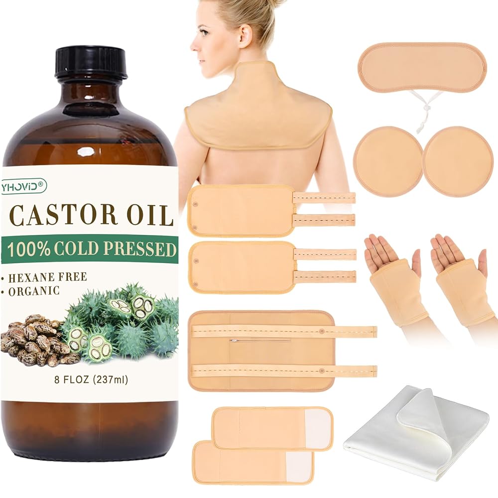 YHOVID 13 Pcs Castor Oil Pack Wrap
