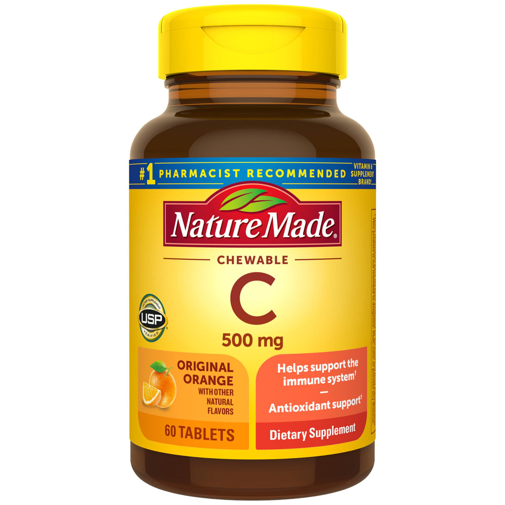 Nature Made Chewable Vitamin C 500 mg for Immune Support - 60 Tablets
