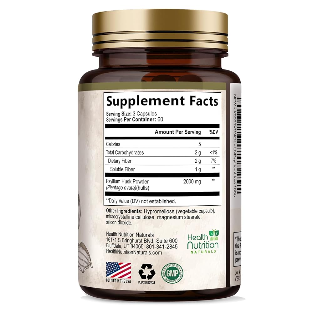 Health Nutrition Naturals Psyllium Husk Capsules - Psyllium Husk - image 10