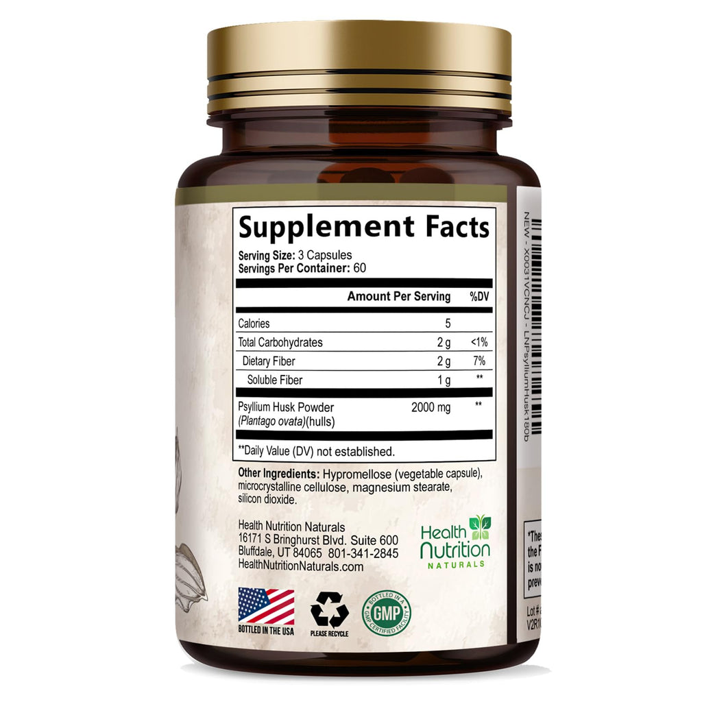 Health Nutrition Naturals Psyllium Husk Capsules - Psyllium Husk