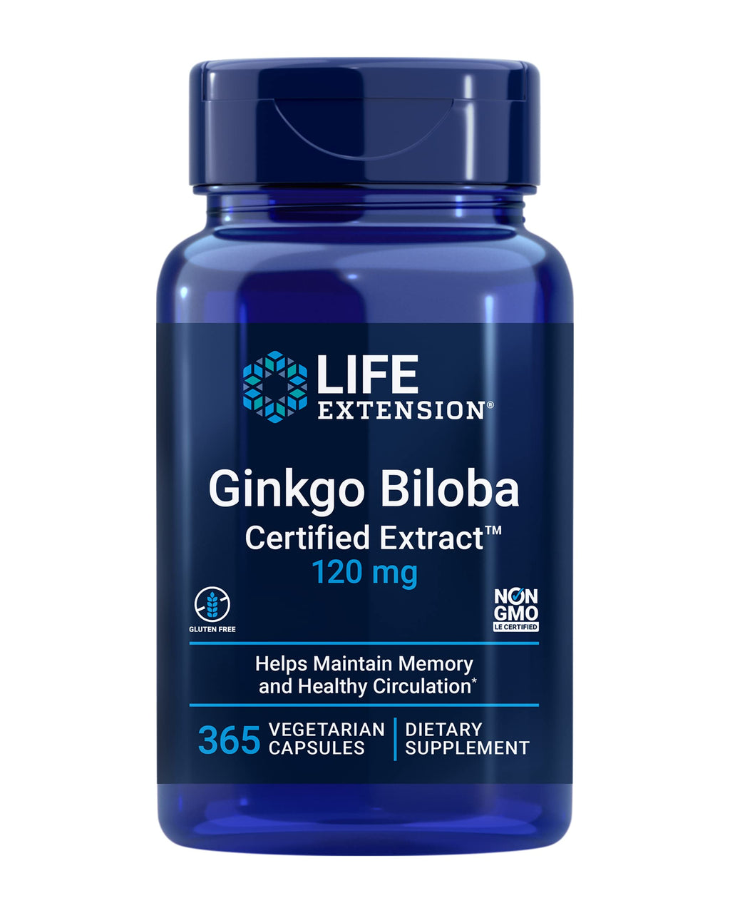 Life Extension Ginkgo Biloba Certified Extract 120 mg - 365 Capsules