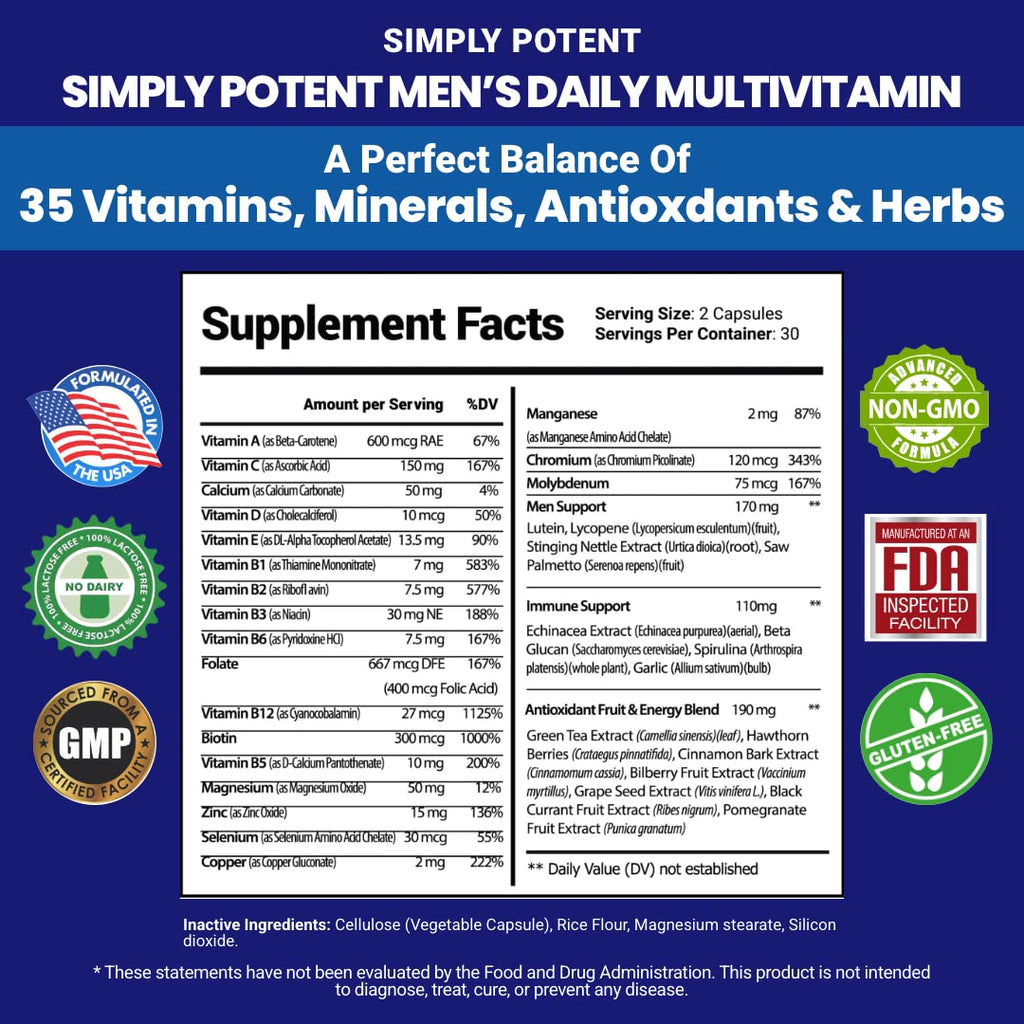 Simply Potent Daily Multivitamin for Men - 60 Capsules - image 2