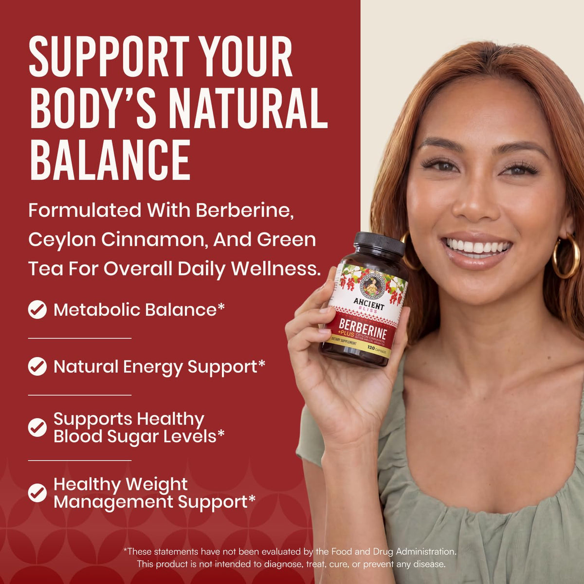 Ancient Bliss Berberine HCL 1200mg with Ceylon Cinnamon - 120 Capsules - image 2