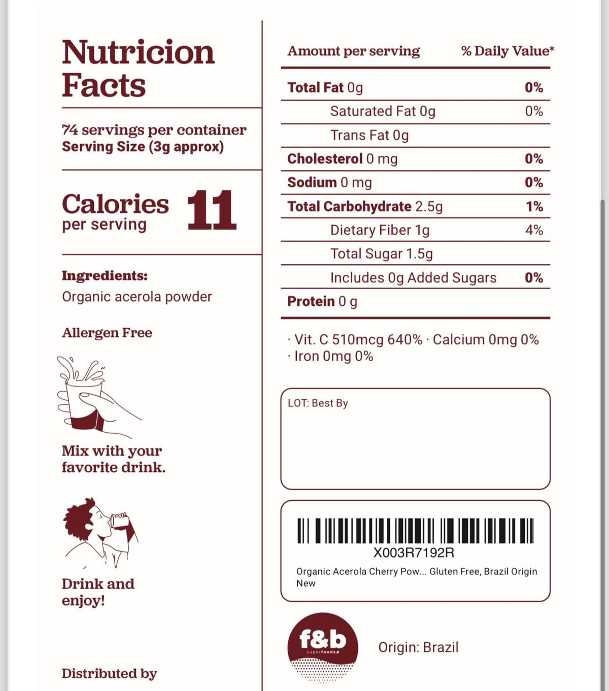 f&b superfoods Acerola Cherry Vitamin C Powder - 8 oz - image 8