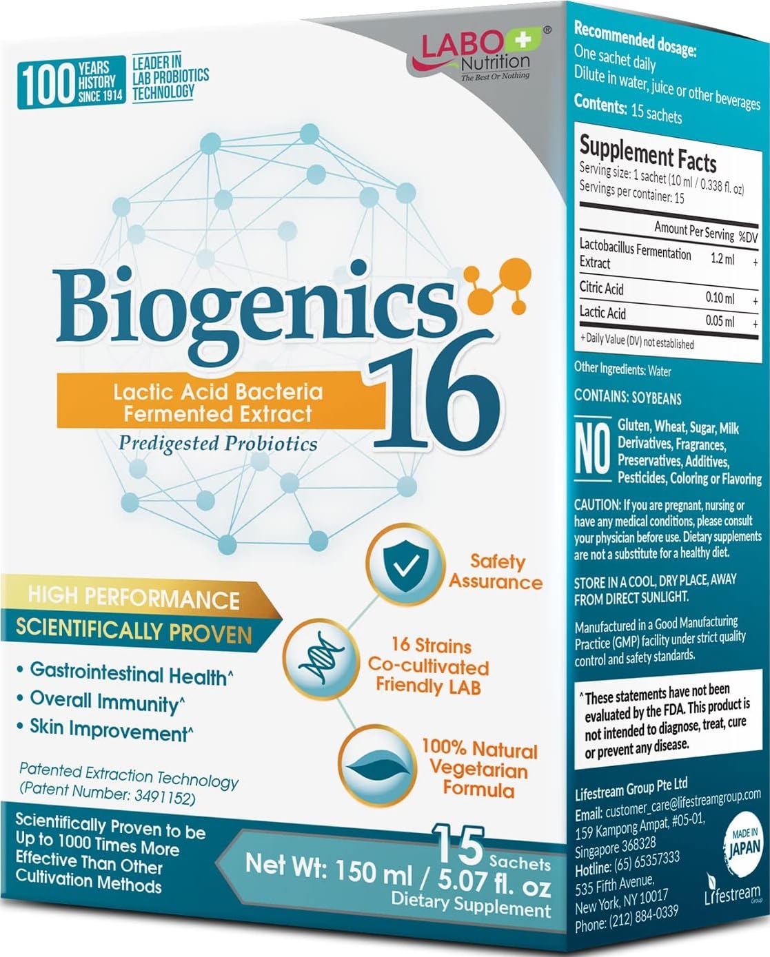LABO Nutrition Biogenics 16 Probiotic Extract - 15 Sachets