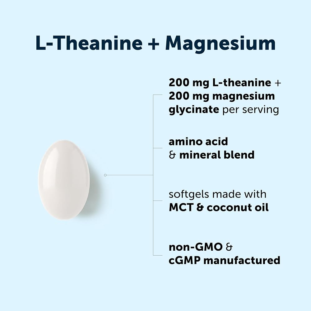 Micro Ingredients L-Theanine 200mg with Magnesium Glycinate - 400 Softgels - image 3
