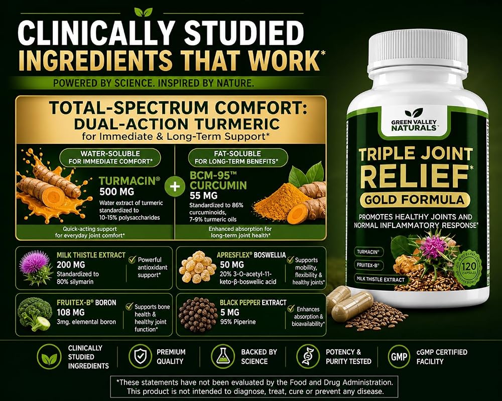 Green Valley Naturals Triple Joint Relief Gold - 120 Capsules - image 4