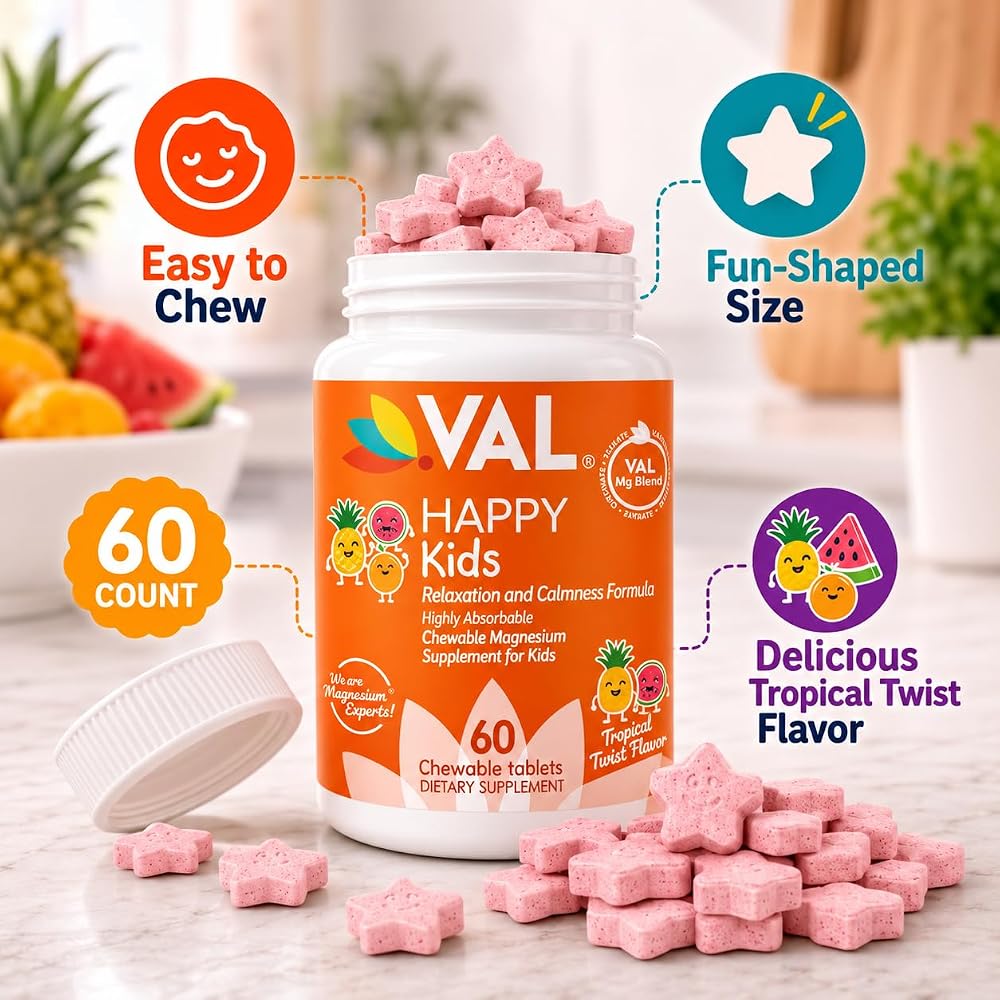 VAL Chewable Magnesium for Kids Relaxation and Calm Formula High