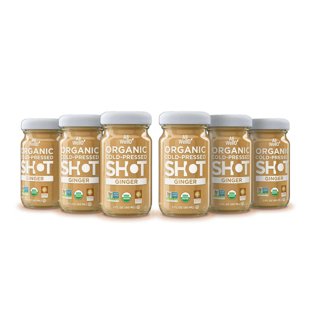 AllWellO Organic Cold-Pressed Ginger Shot - 6 Pack (2 fl oz each)