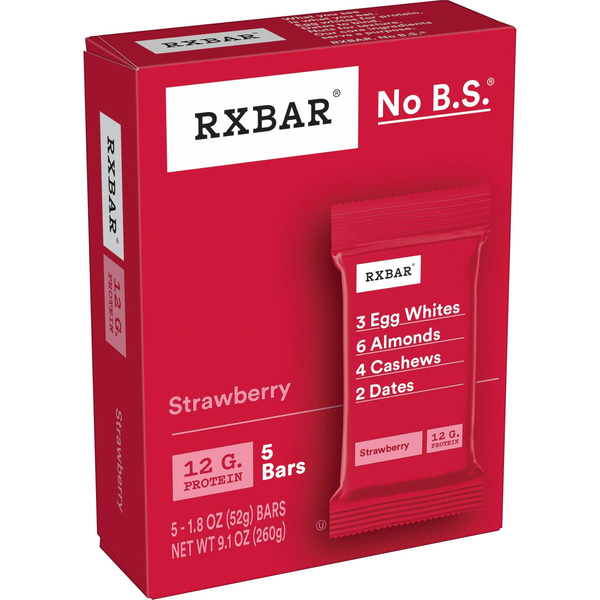 RXBAR Protein Bars, 12g Protein, Gluten Free Snacks, Strawberry, 22oz