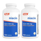 Rugby Niacin 500mg Vitamin B3 Supplement - 1,000 Tablets