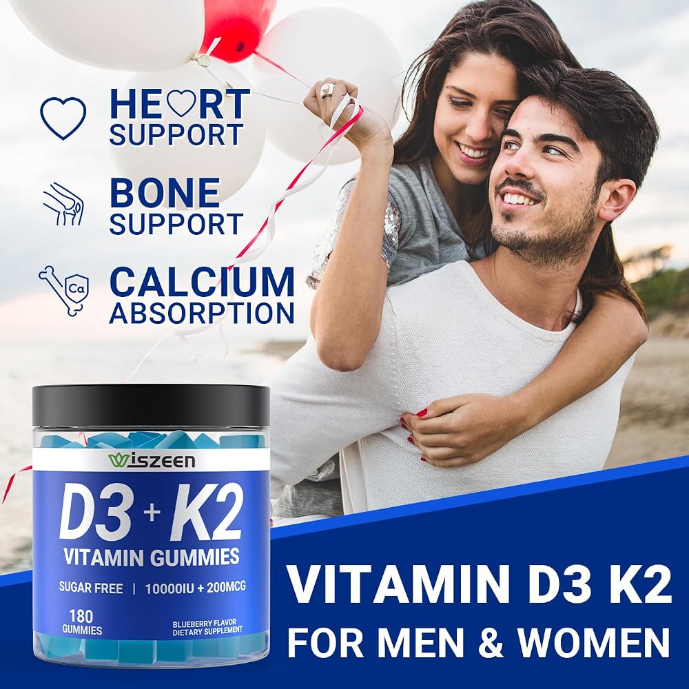 Wiszeen Vitamin D3 K2 Gummies 10000 IU - 180 Gummies - image 4