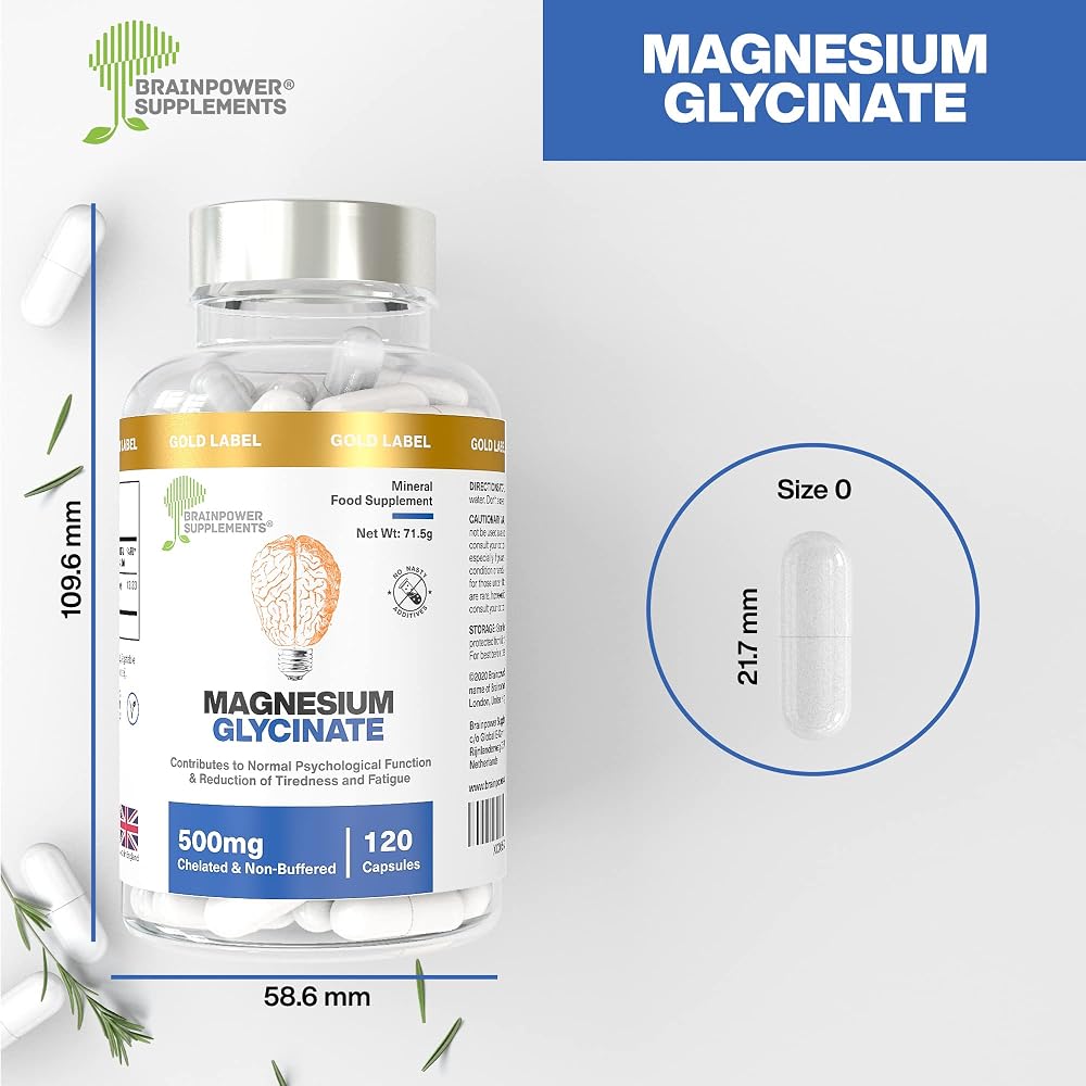 Brainpower Supplements Magnesium Bisglycinate 500mg - 120 Capsules - image 3