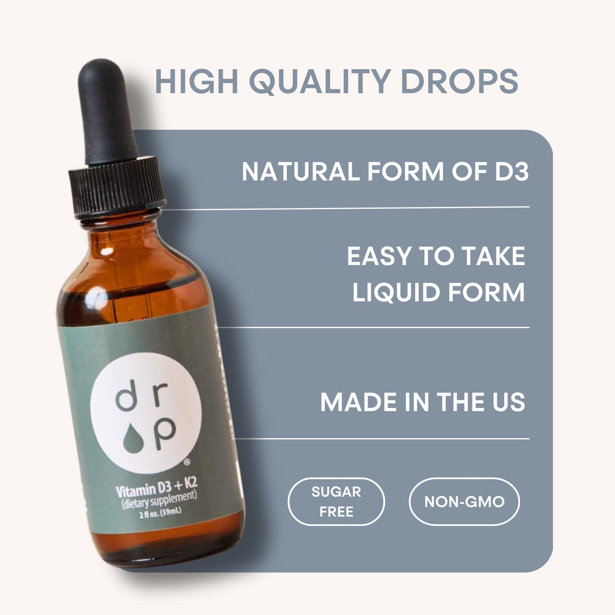 D R P Vitamin D3 + K2 Liquid Drops Bone Support - 2 fl oz - image 6