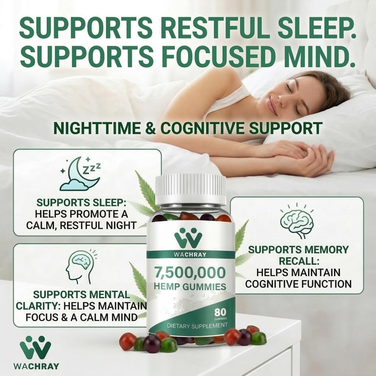 WACHRAY Advanced Hemp Gummies with Omega 3-6-9 - 240 Count - image 2