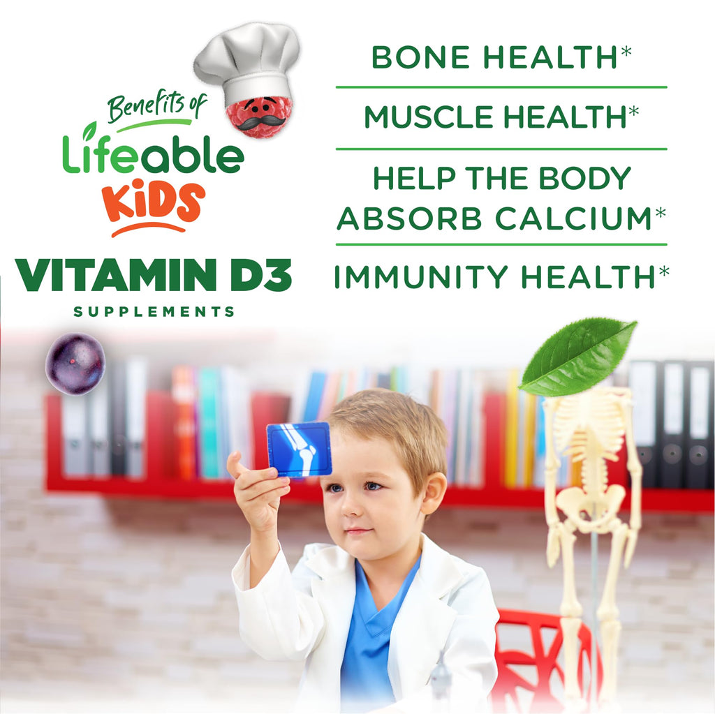 Lifeable Sugar Free Vitamin D for Kids 1000 IU - 90 Gummies - image 3