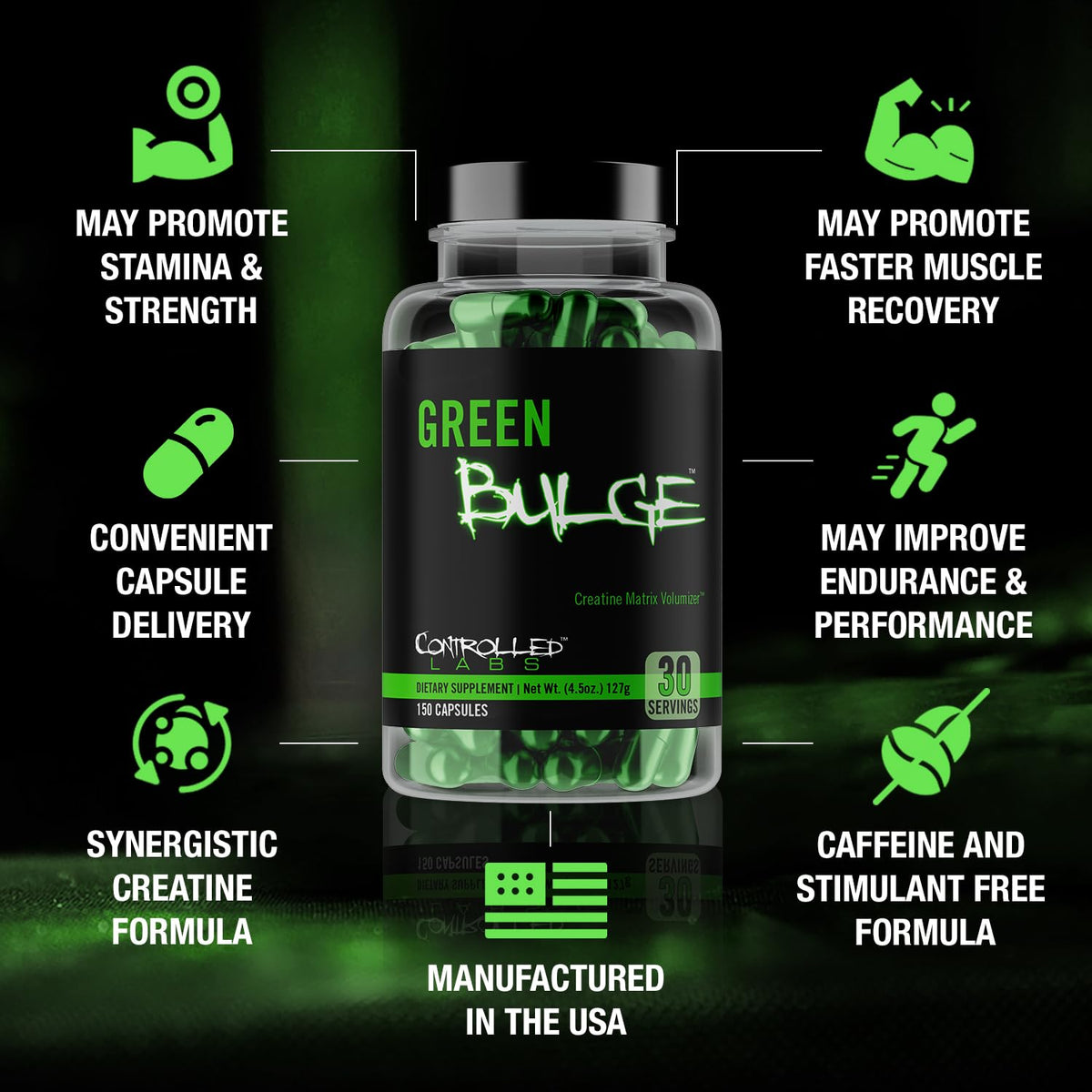 CONTROLLED LABS Green Bulge Creatine Matrix - 150 Capsules - image 3