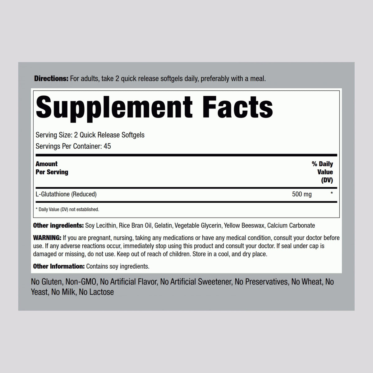 Piping Rock Liposomal Glutathione 500mg - 90 Softgels - image 2