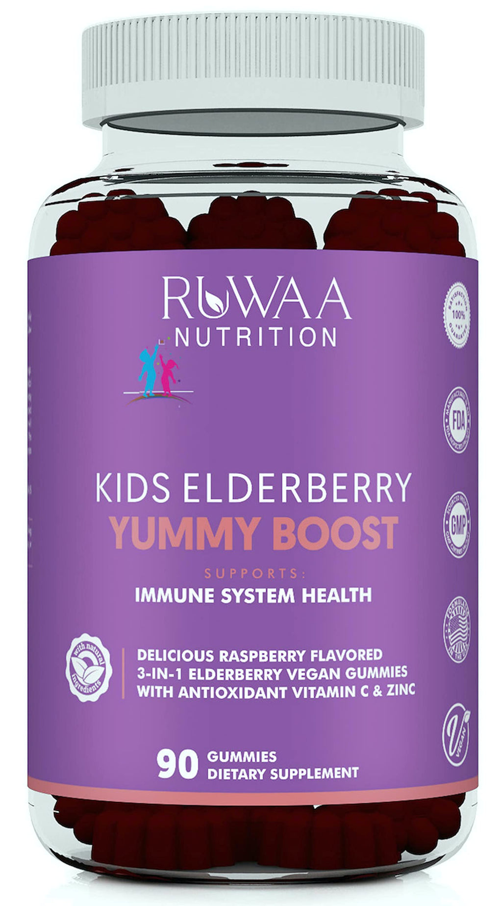RUWAA NUTRITION Sambucus Elderberry Gummies for Kids with Zinc