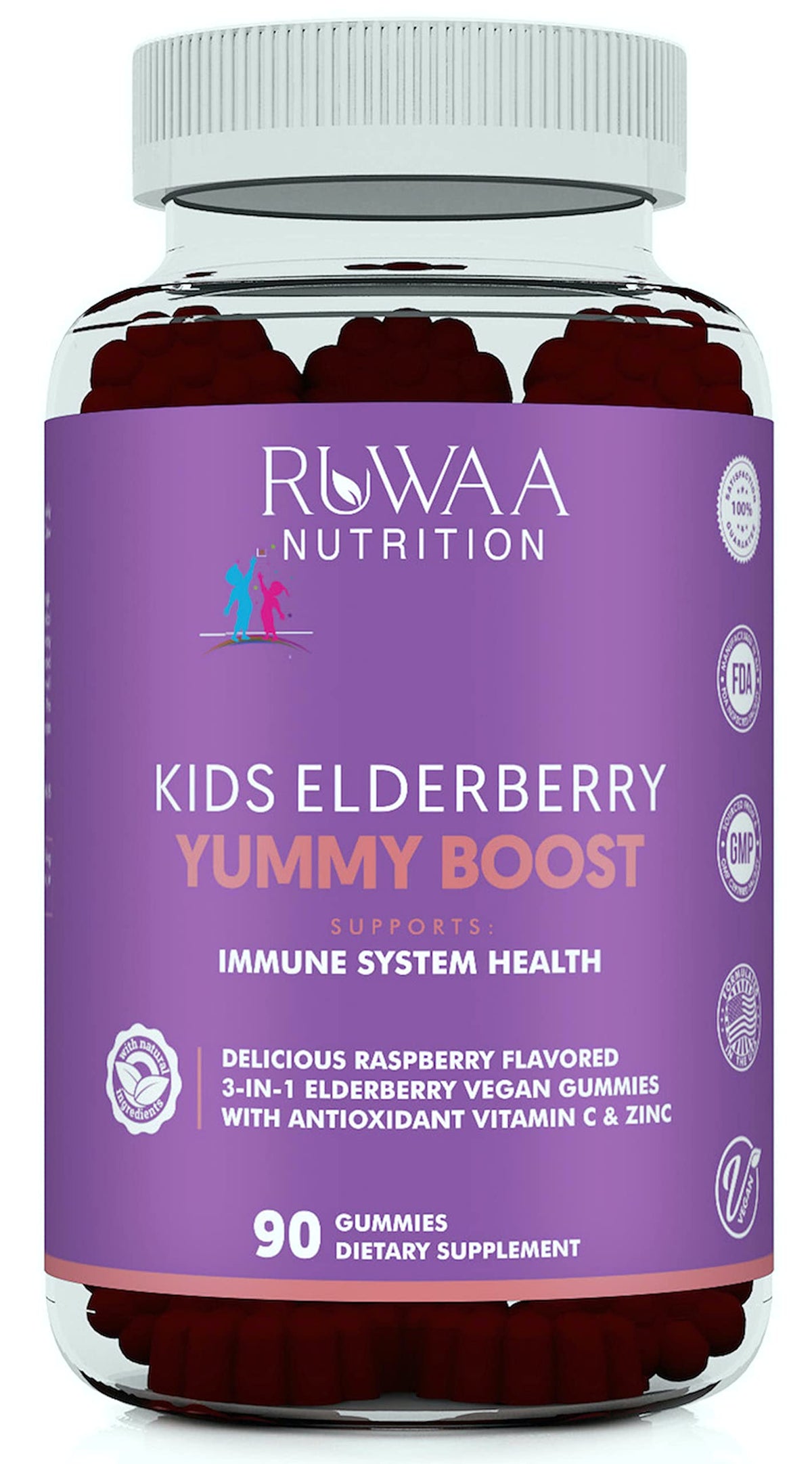 RUWAA NUTRITION Sambucus Elderberry Gummies for Kids with Zinc