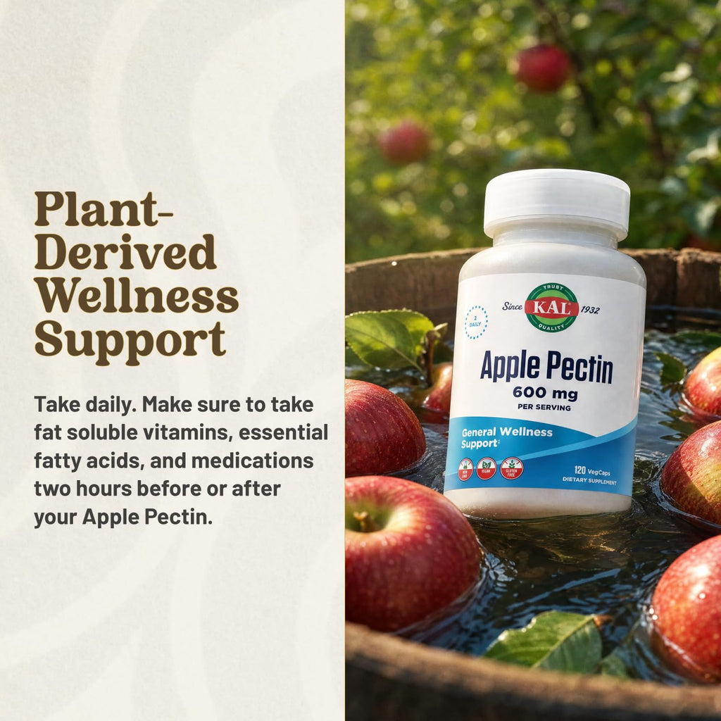 KAL Apple Pectin 600mg Soluble Prebiotic Fiber - 120 Vegetarian Capsules - image 4