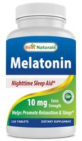 Best Naturals Melatonin 10mg Sleep Support Tablets - 120 Count