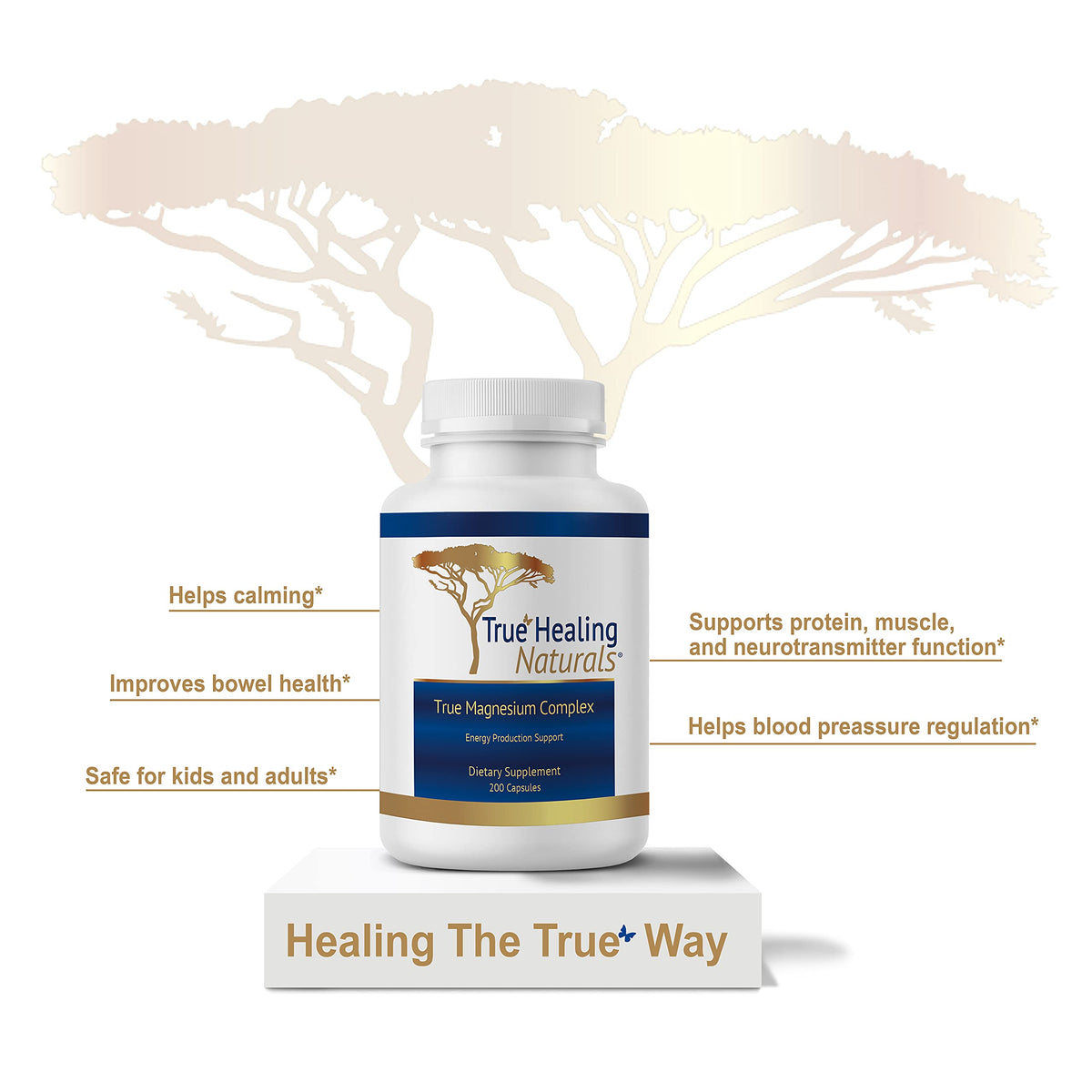 True Healing Naturals Magnesium Complex Energy Support - 200 Vegetarian Capsules - image 4