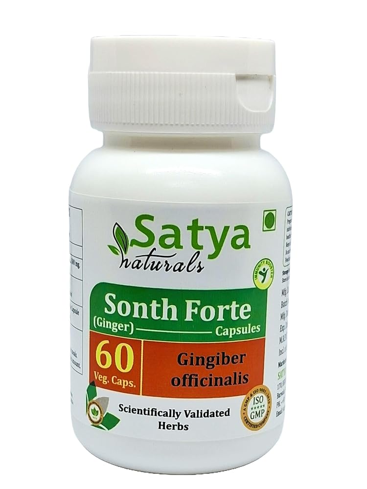 Satya Naturals Sonth Forte Ginger Extract 500 mg - 60 Vegetarian Capsules