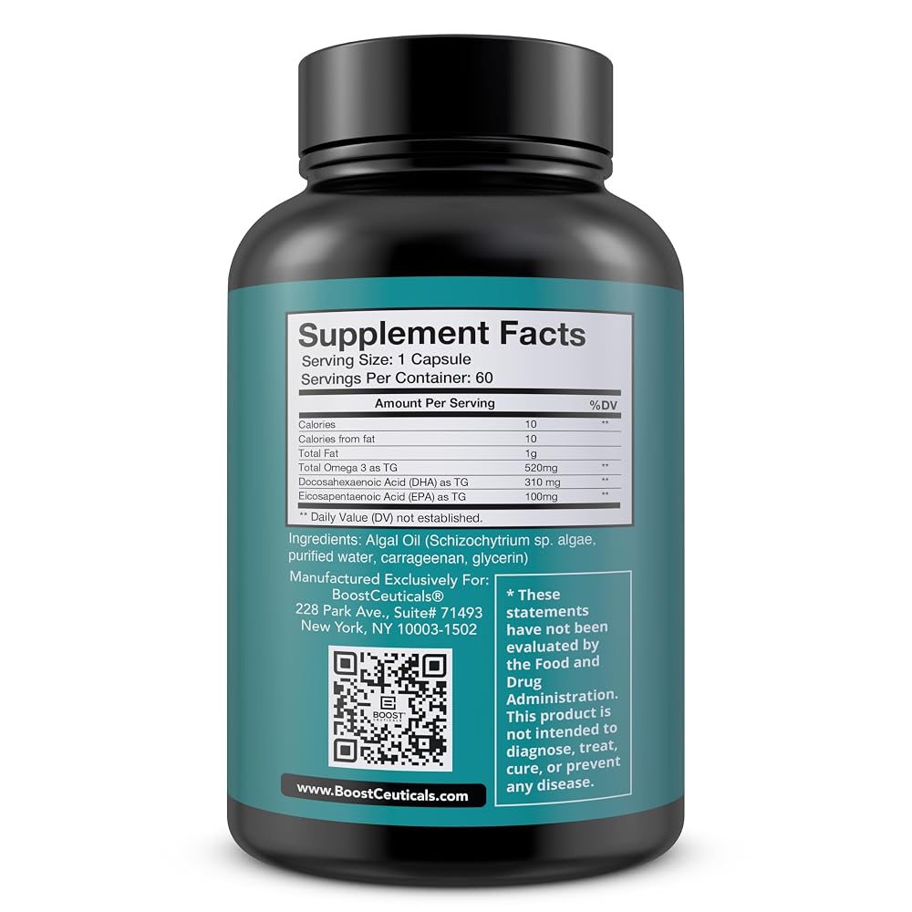 BoostCeuticals Vegan Omega 3 Algae Oil DHA 410mg - 60 Softgels - image 9