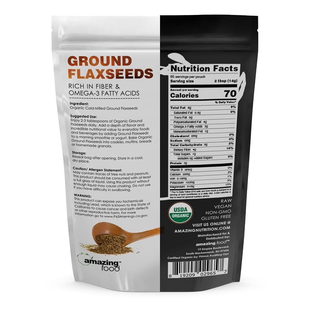 Amazing Nutrition Ground Flaxseed Powder Organic - 2 Lbs - image 2